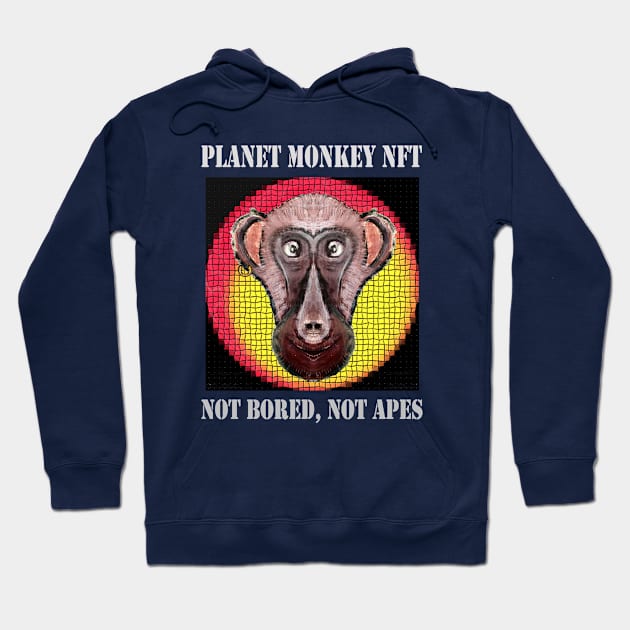 Planet Monkey Cute Animals Not Bored Apes Hoodie by PlanetMonkey
